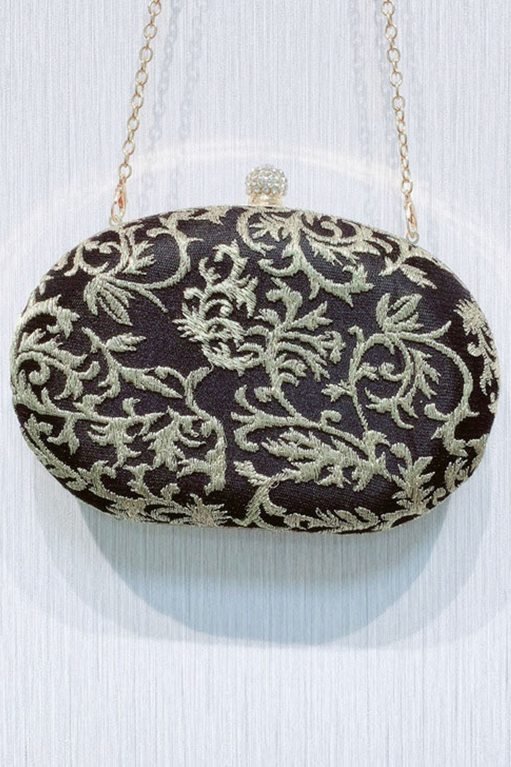 Women Beautiful Long Chain Embroidered party Clutch Bag