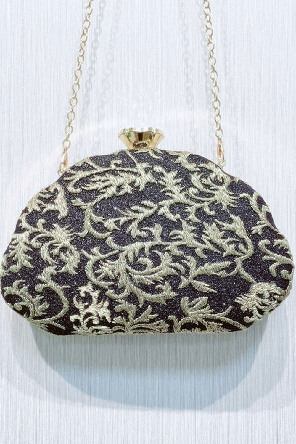 Women Beautiful Long Chain Embroidered party Clutch Bag