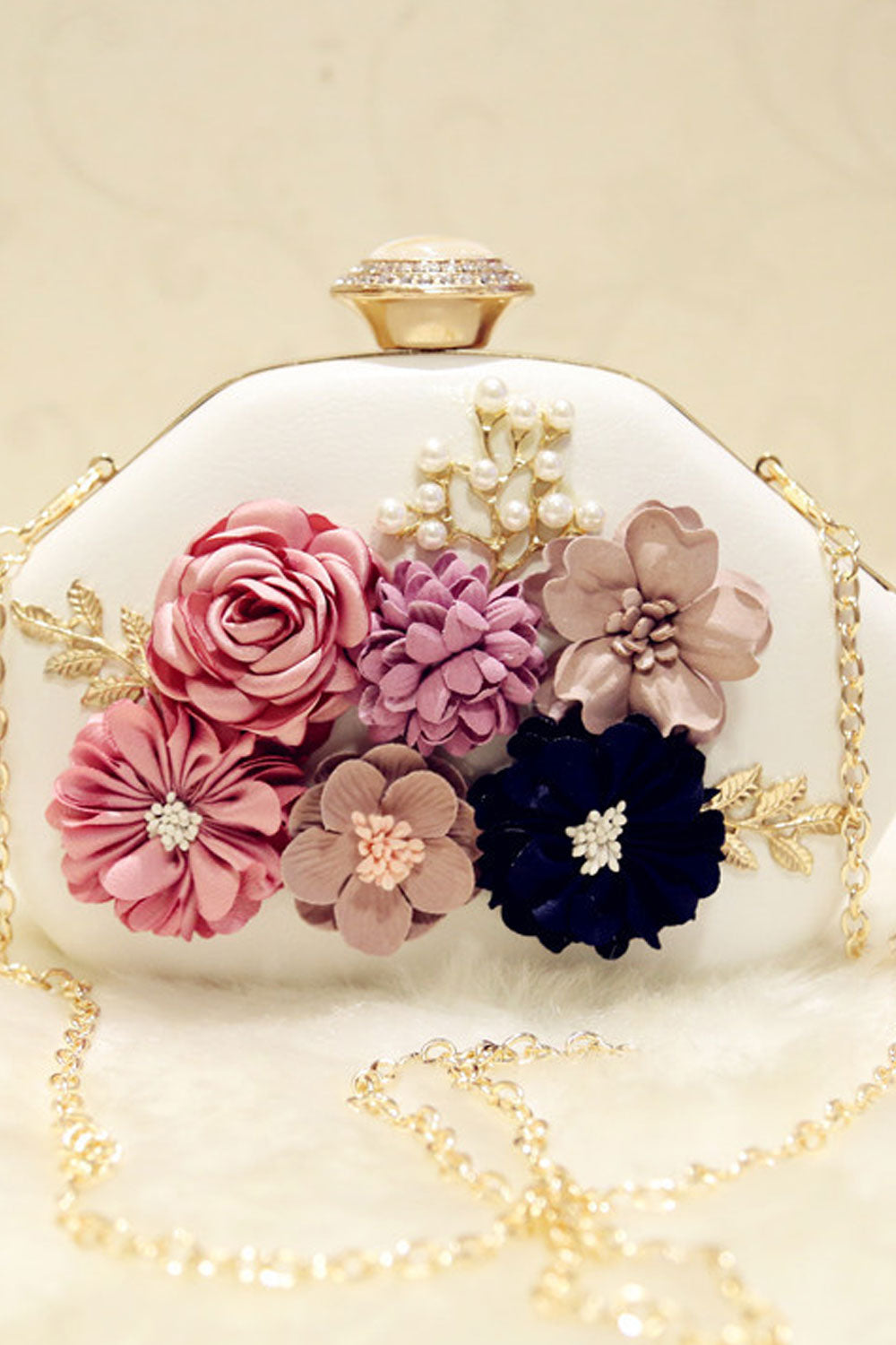 Women Flower Decorated Shoulder Mini Party daigonal Clutch Bag