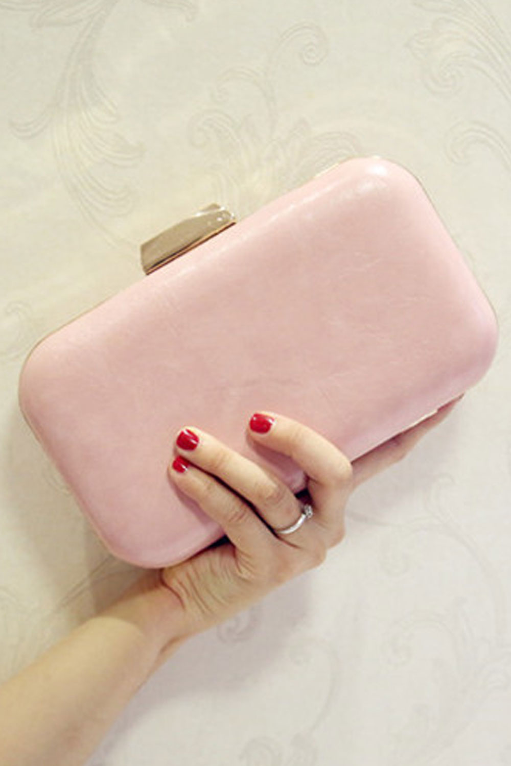 Women Solid Color Fashion Rhinestone Small Clutch Bag