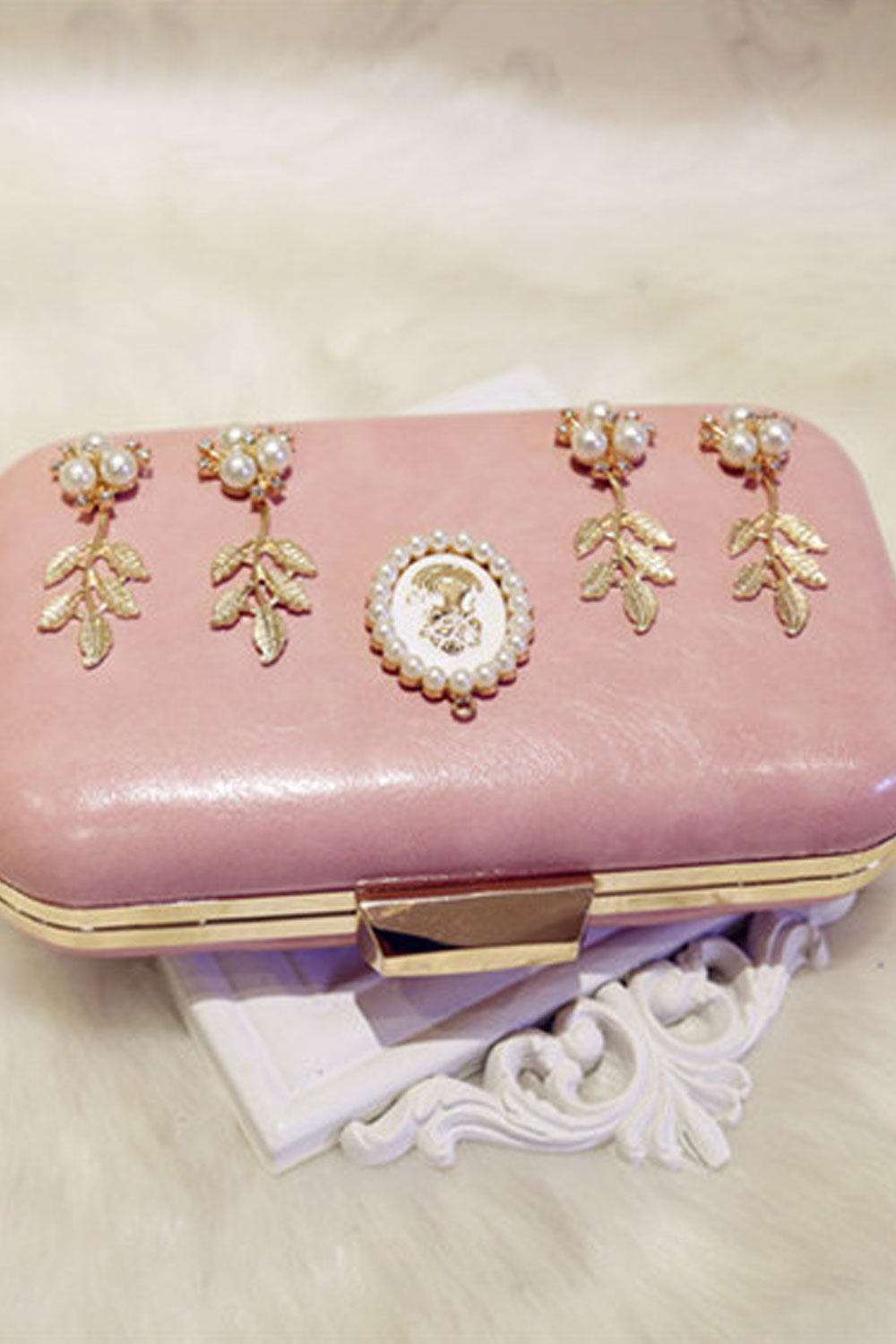 Women Solid Color Fashion Rhinestone Small Clutch Bag