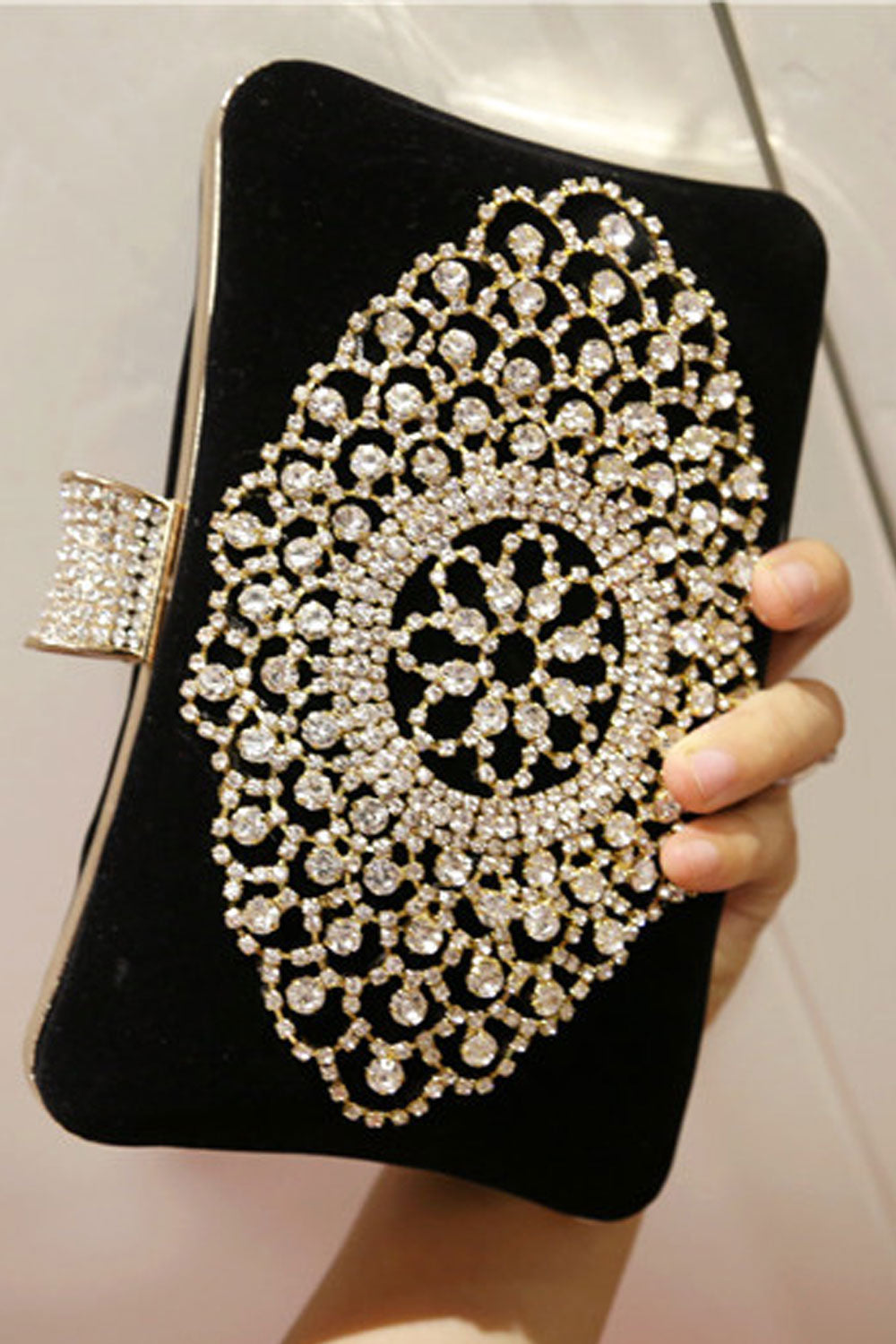 Women Beautful Rhinestone Decorated Bridesmaid Clutch Bag