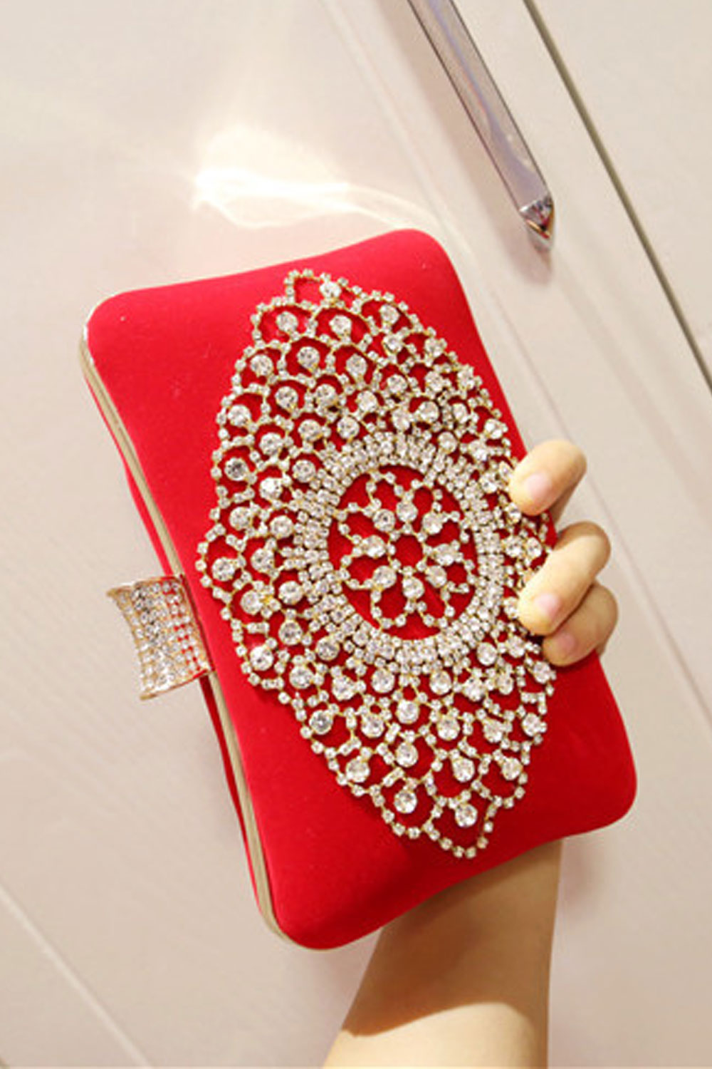 Women Beautful Rhinestone Decorated Bridesmaid Clutch Bag
