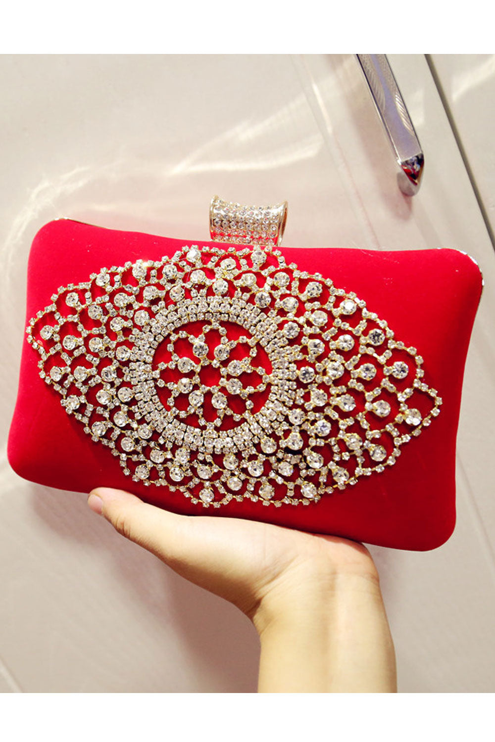 Women Beautful Rhinestone Decorated Bridesmaid Clutch Bag