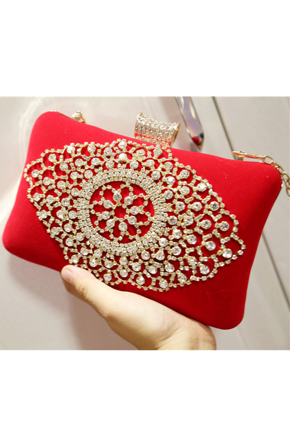Women Beautful Rhinestone Decorated Bridesmaid Clutch Bag
