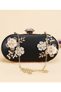 Women Fashion Pearls Flowers Decorated Daigonal Clutch Bag