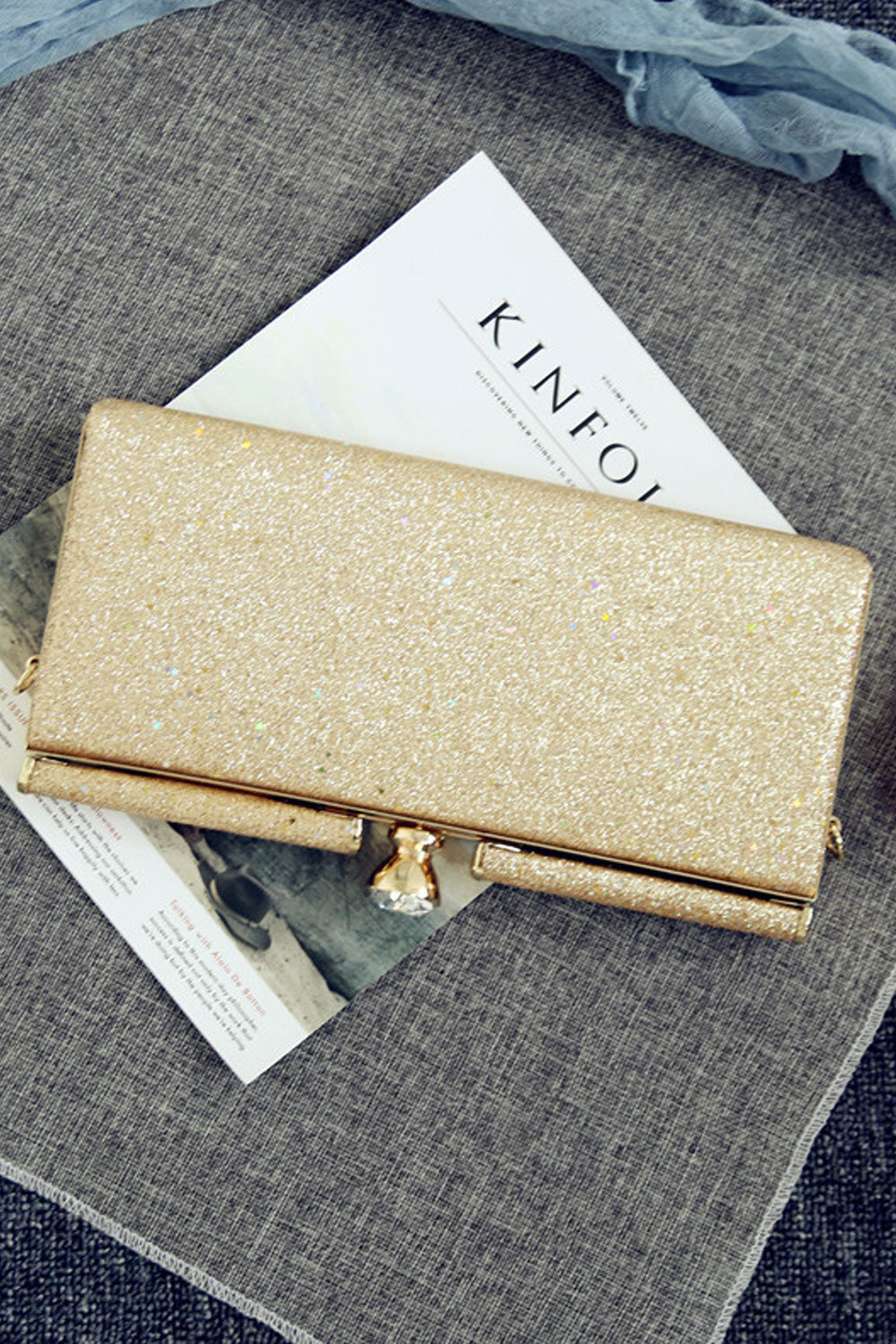 Women Fashion RhineStone Hook Closure Smart Pouch Bag