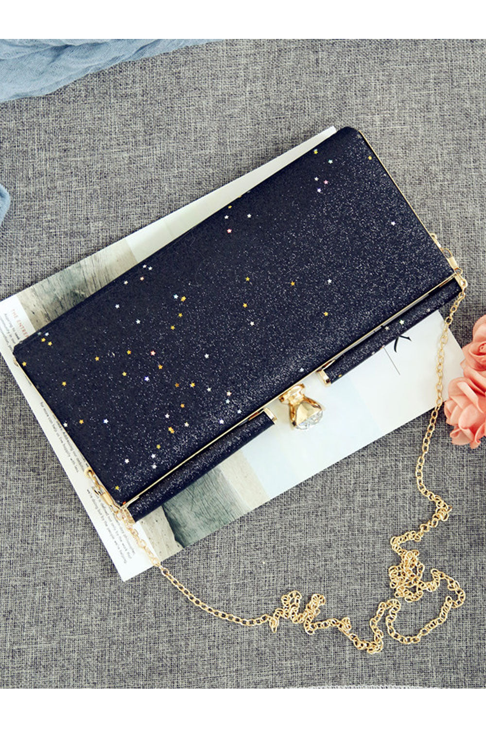 Women Fashion RhineStone Hook Closure Smart Pouch Bag