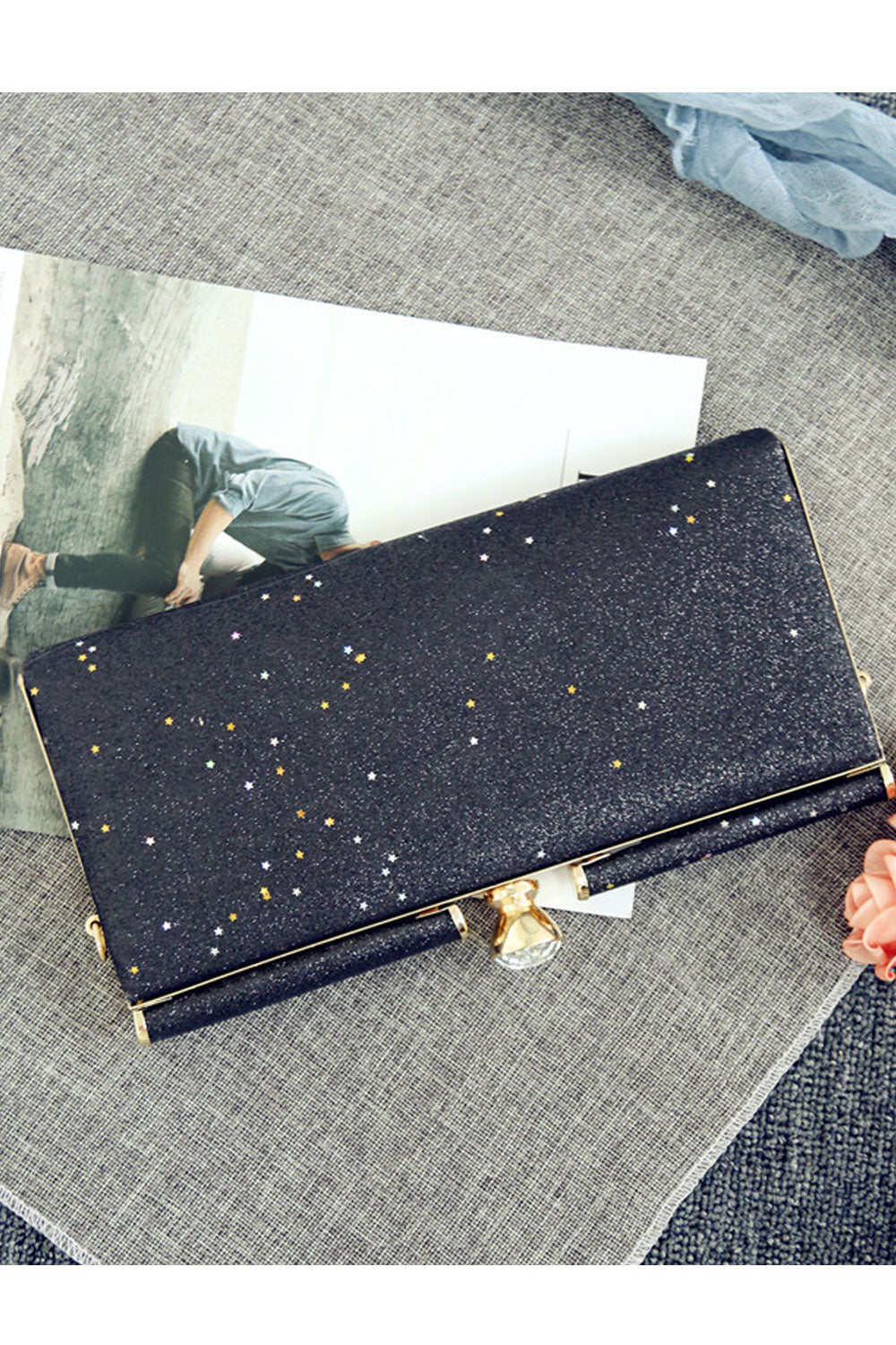 Women Fashion RhineStone Hook Closure Smart Pouch Bag