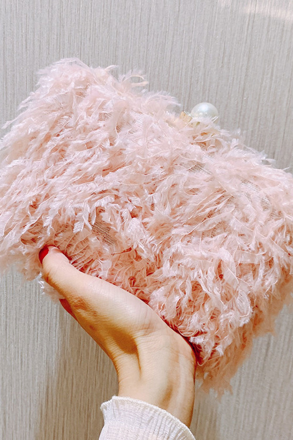 Women Soft Hairy ong Chain Cute Clutch Bag