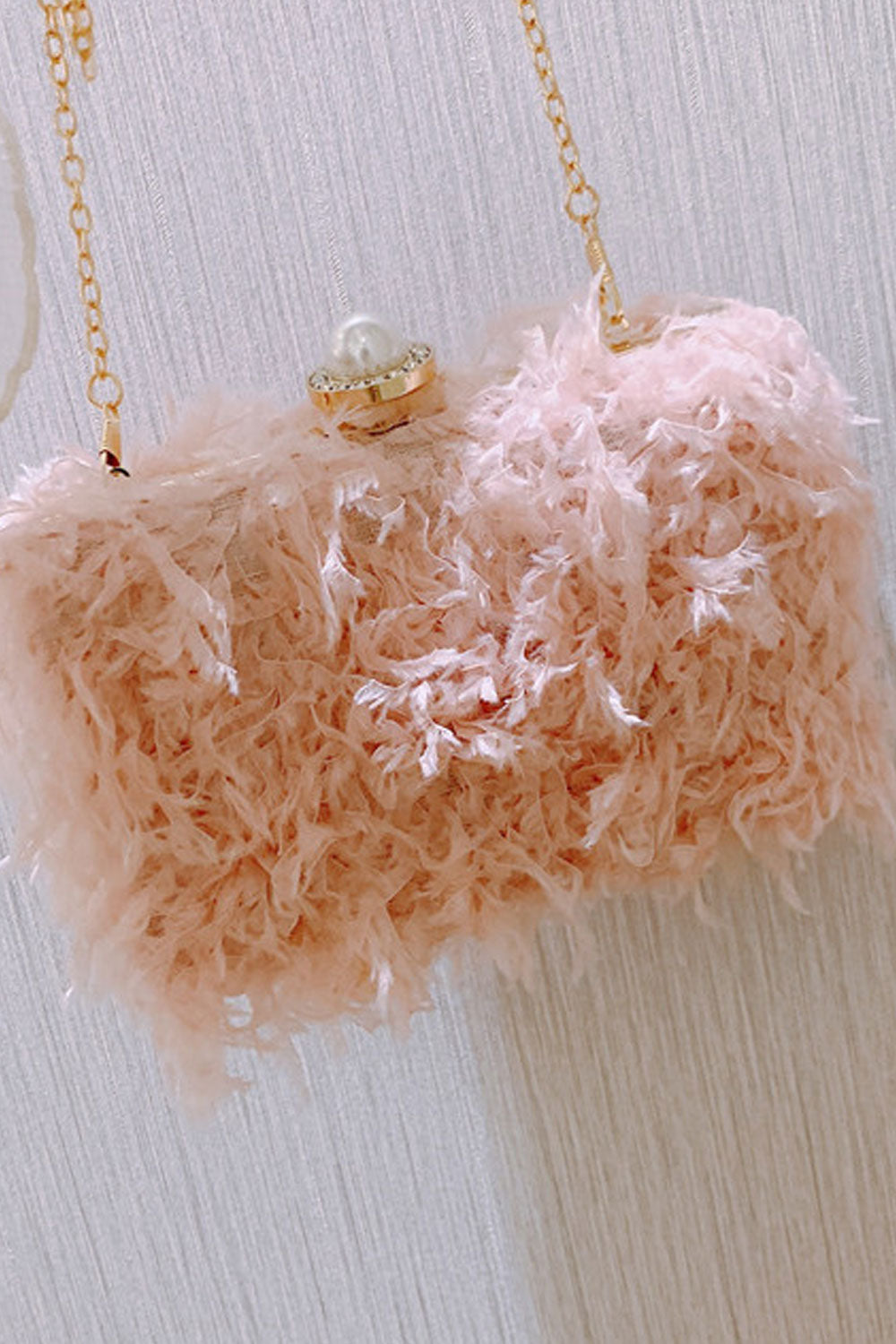 Women Soft Hairy ong Chain Cute Clutch Bag