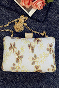 Women Embroidered Flower Shoulder Evening Clutch Bag