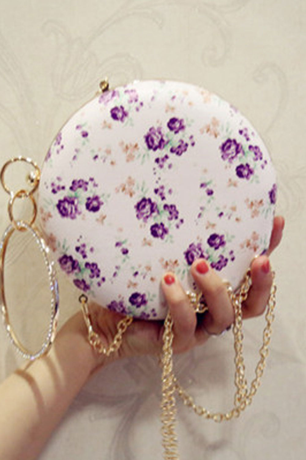 Women Flower Printed Party Clutch Bag