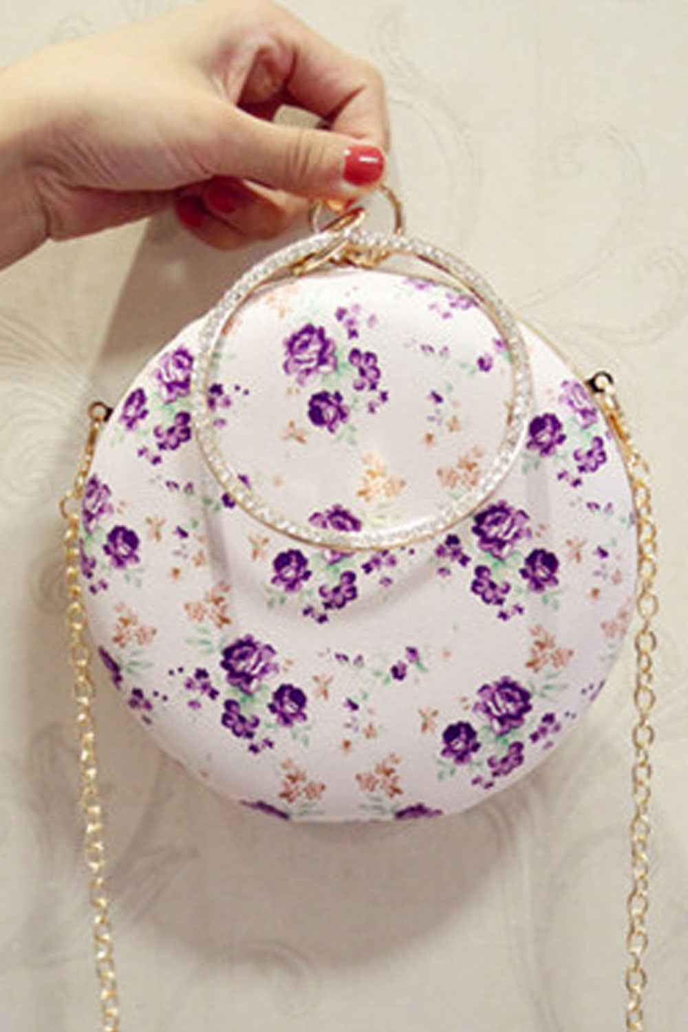 Women Flower Printed Party Clutch Bag