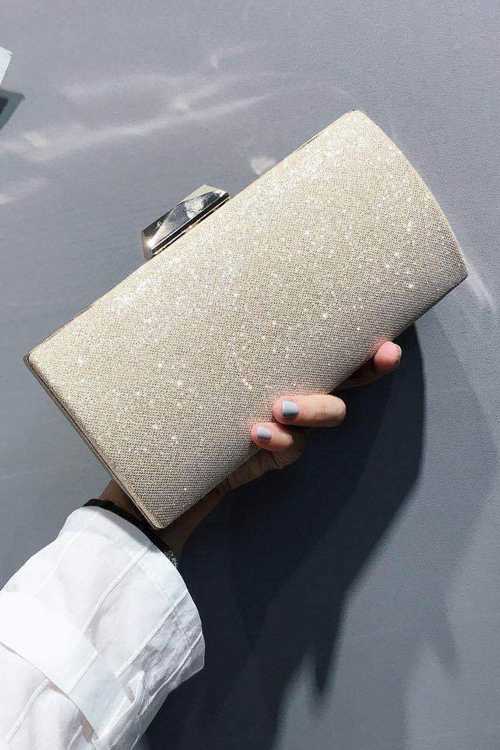 Women Flower Embroidered shiny Bride Clutch Bag