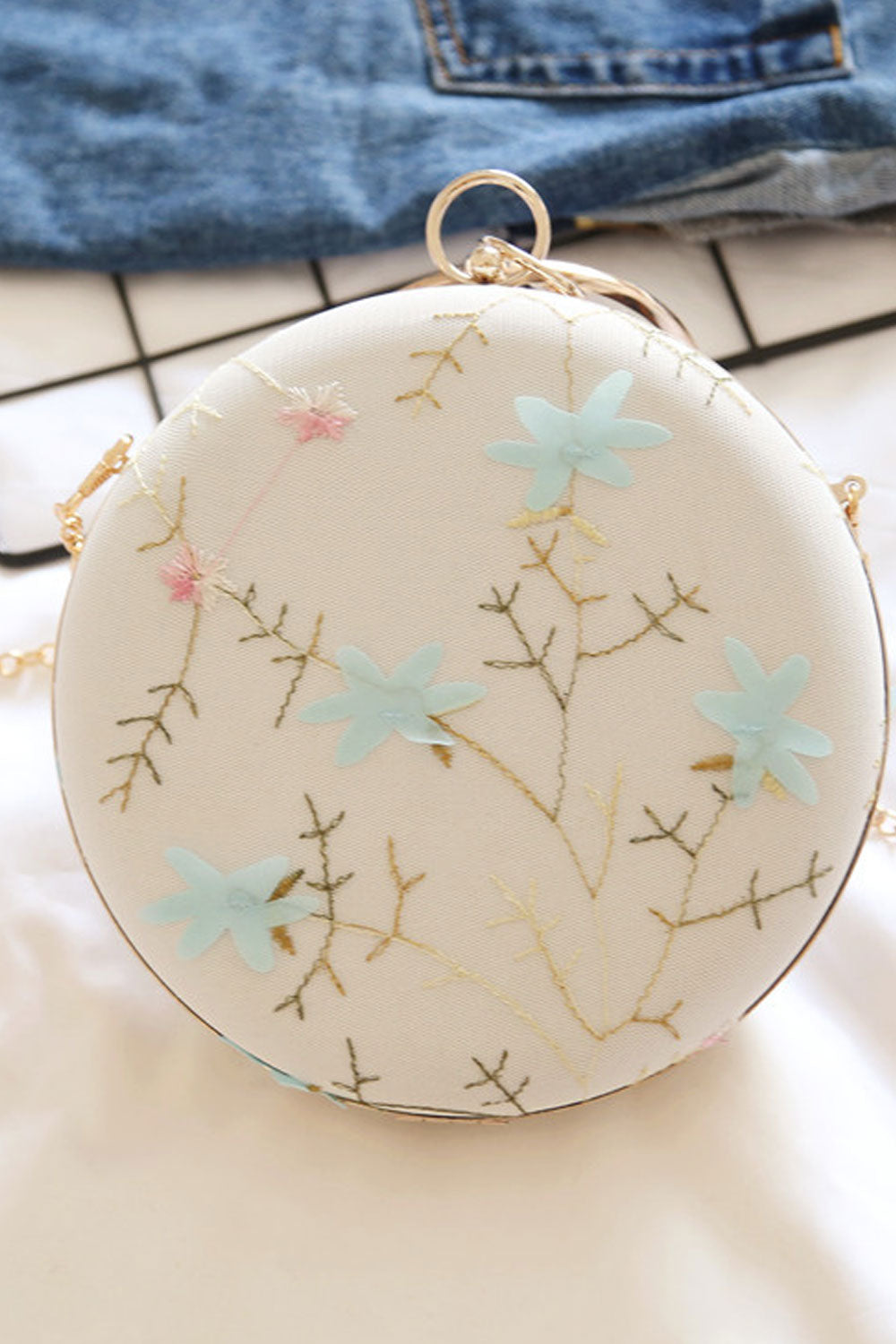 Women Fashionable Flower Clutch Shoulder Bag