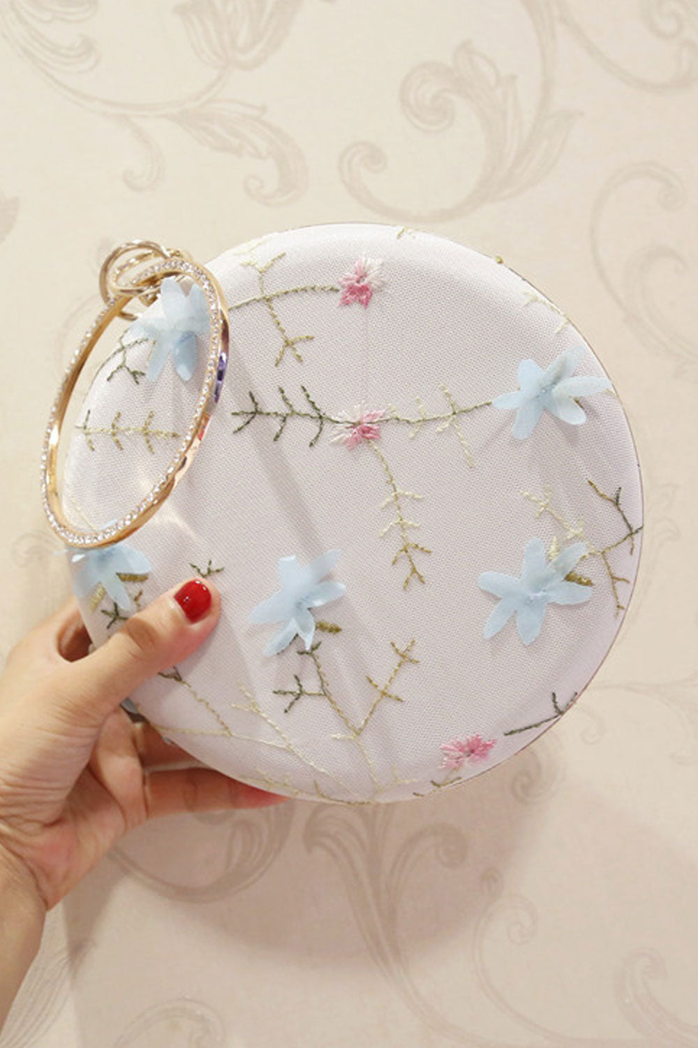 Women Fashionable Flower Clutch Shoulder Bag