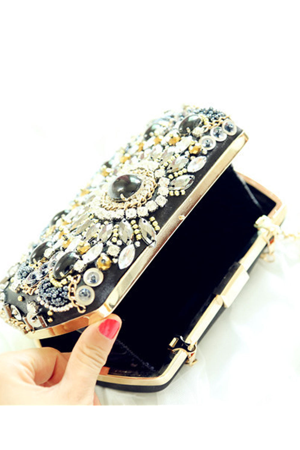Women EWmbroidered Beads Fashion Party Clutch Bag