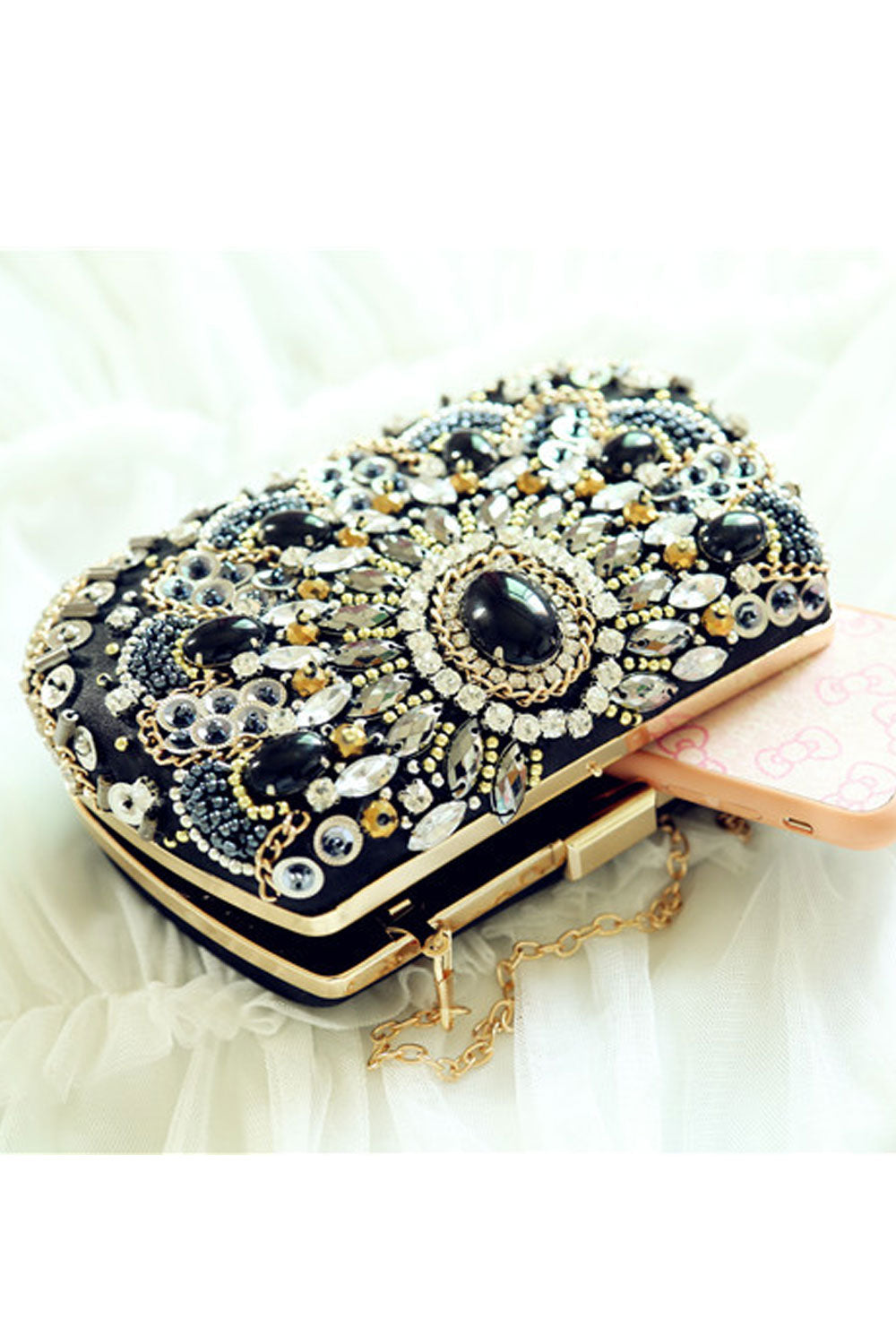 Women EWmbroidered Beads Fashion Party Clutch Bag