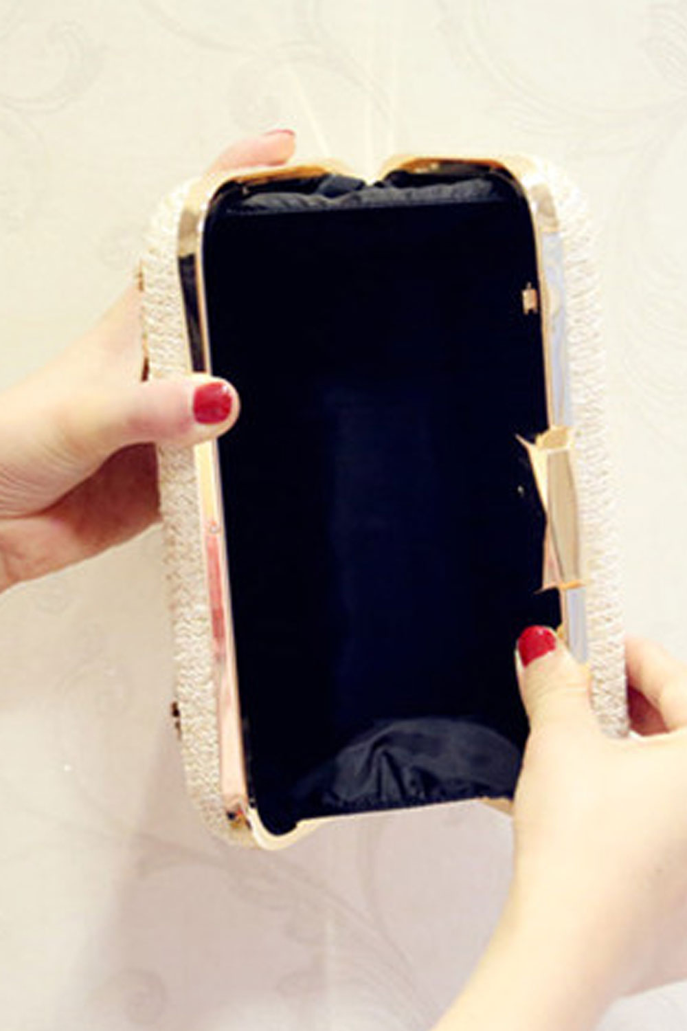 Women Fashion Hook Closure Deorated Stylish Handbag