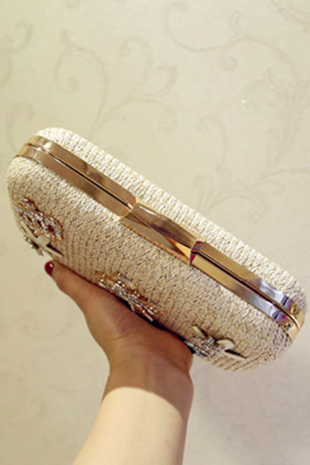 Women Fashion Hook Closure Deorated Stylish Handbag
