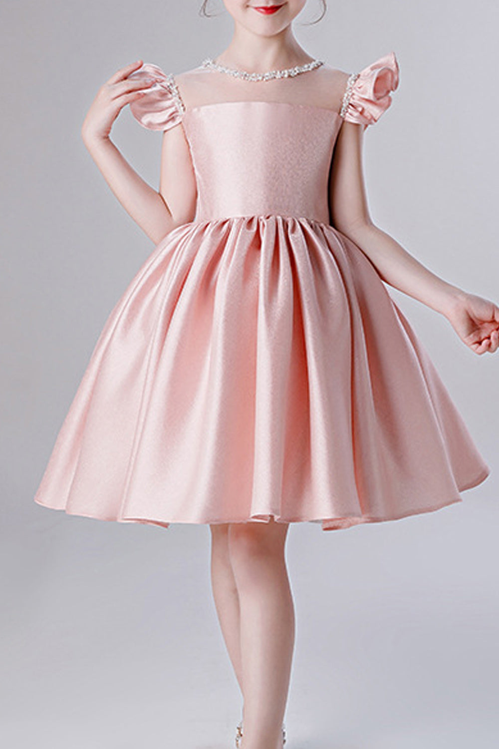 Kids Girls Pleated Skirt Bow Decorated Princess Dress