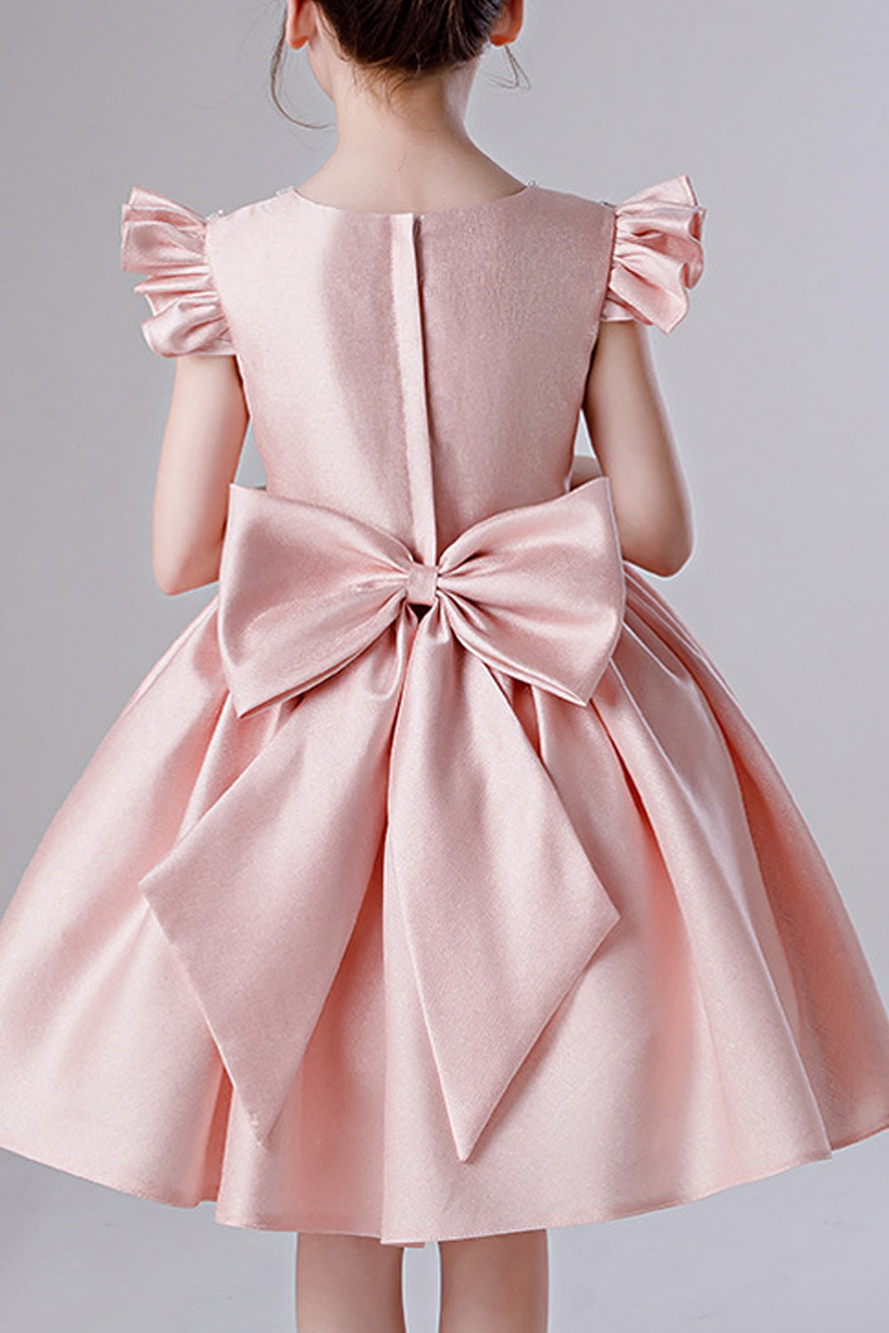 Kids Girls Pleated Skirt Bow Decorated Princess Dress