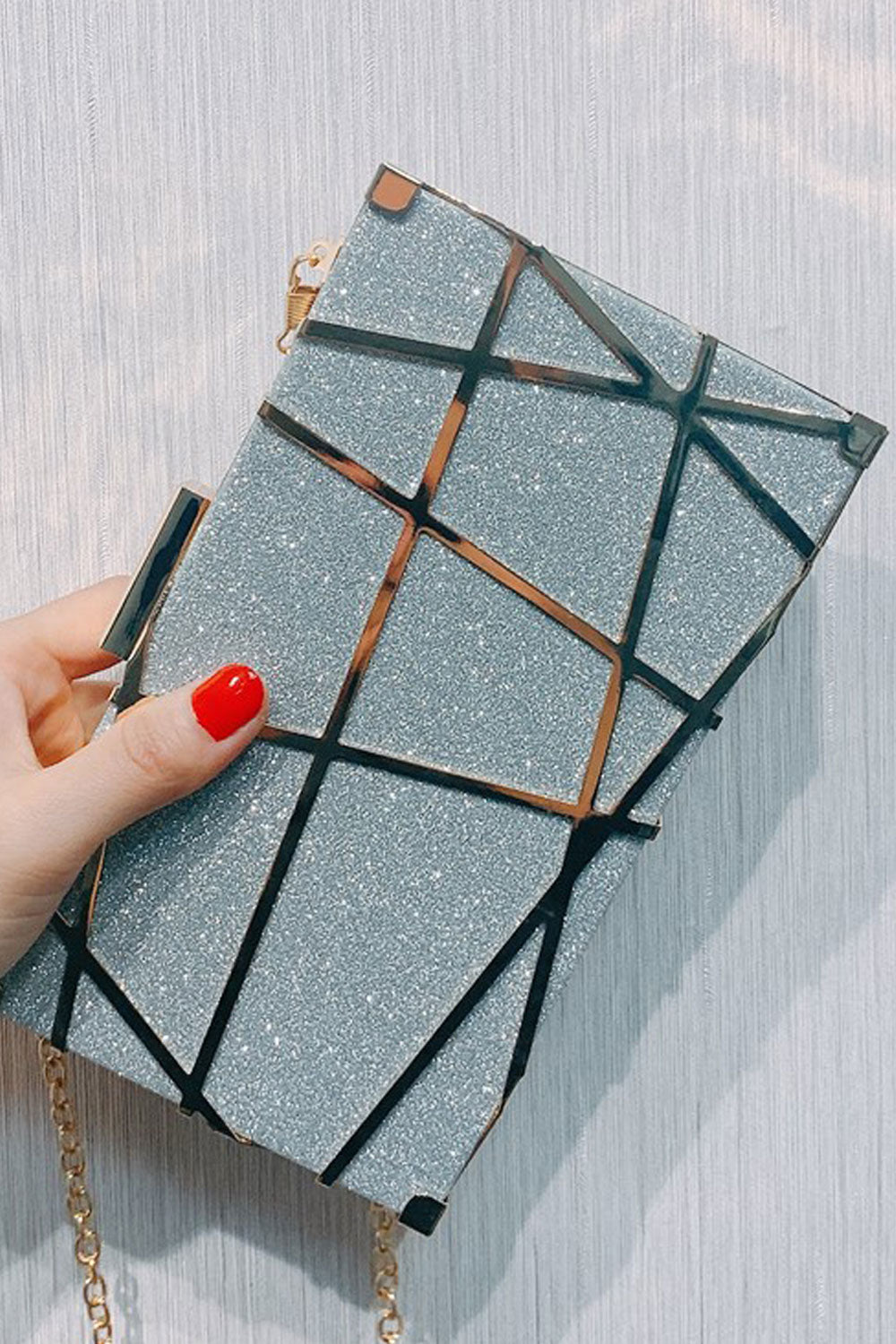 Women Fashion Unique Style Long Chain Crossbody Party Clutch Bag