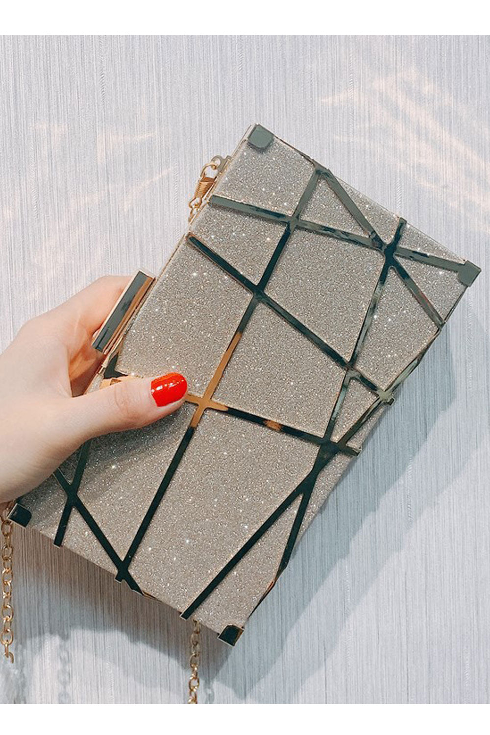 Women Fashion Unique Style Long Chain Crossbody Party Clutch Bag