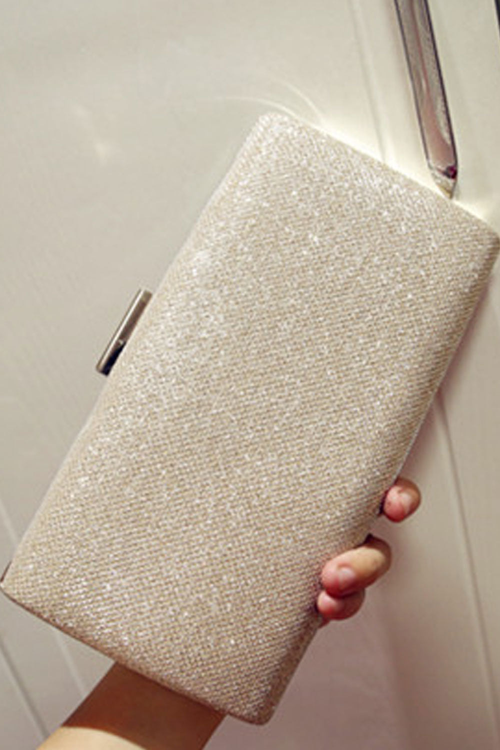 Women Solid Color Fashion Long Chain Bride Wedding Clutch Bag