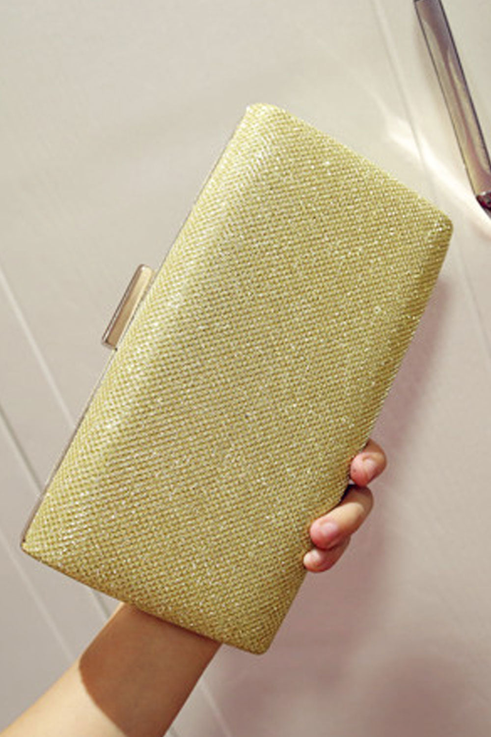 Women Solid Color Fashion Long Chain Bride Wedding Clutch Bag