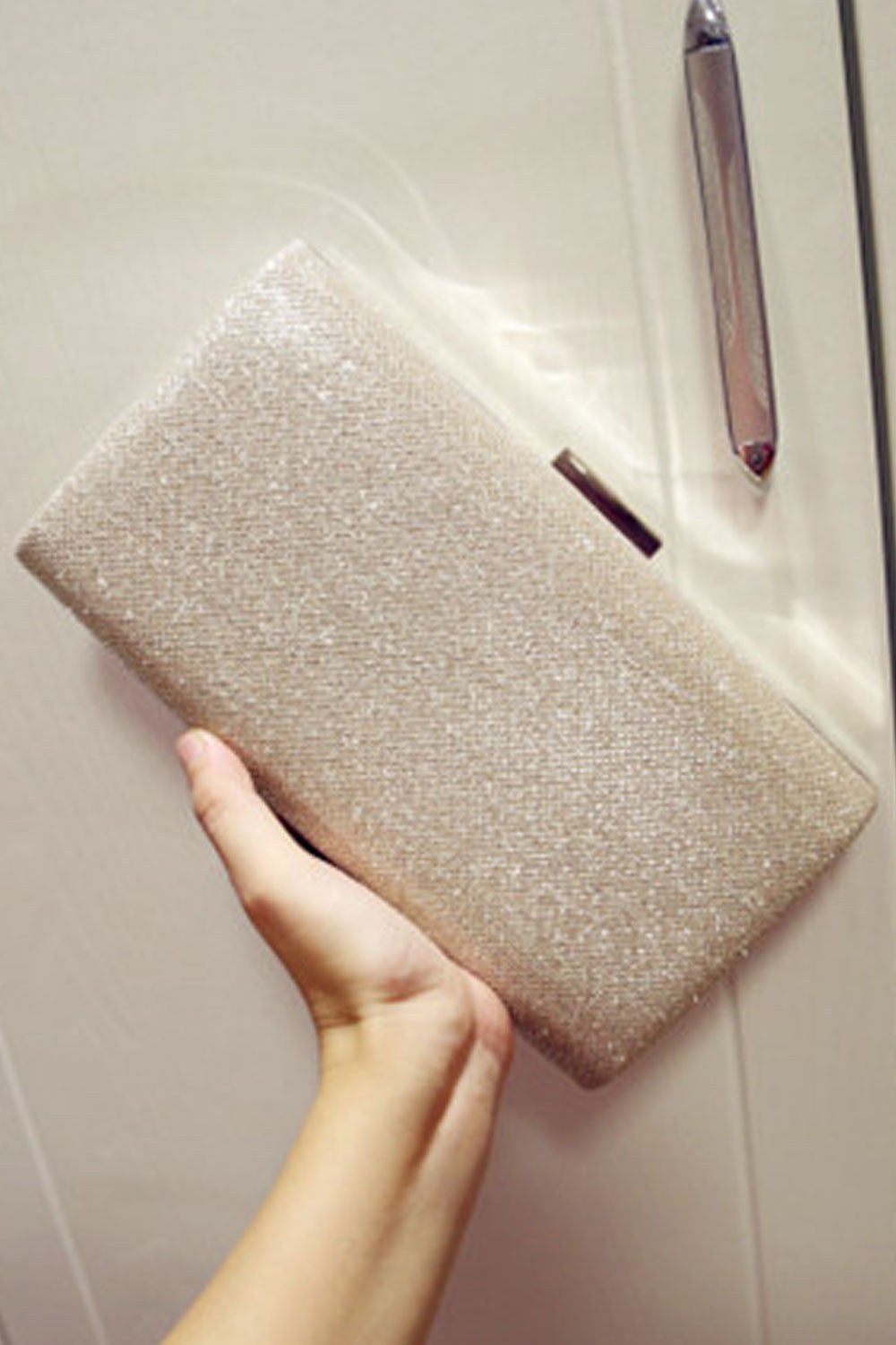 Women Solid Color Fashion Long Chain Bride Wedding Clutch Bag