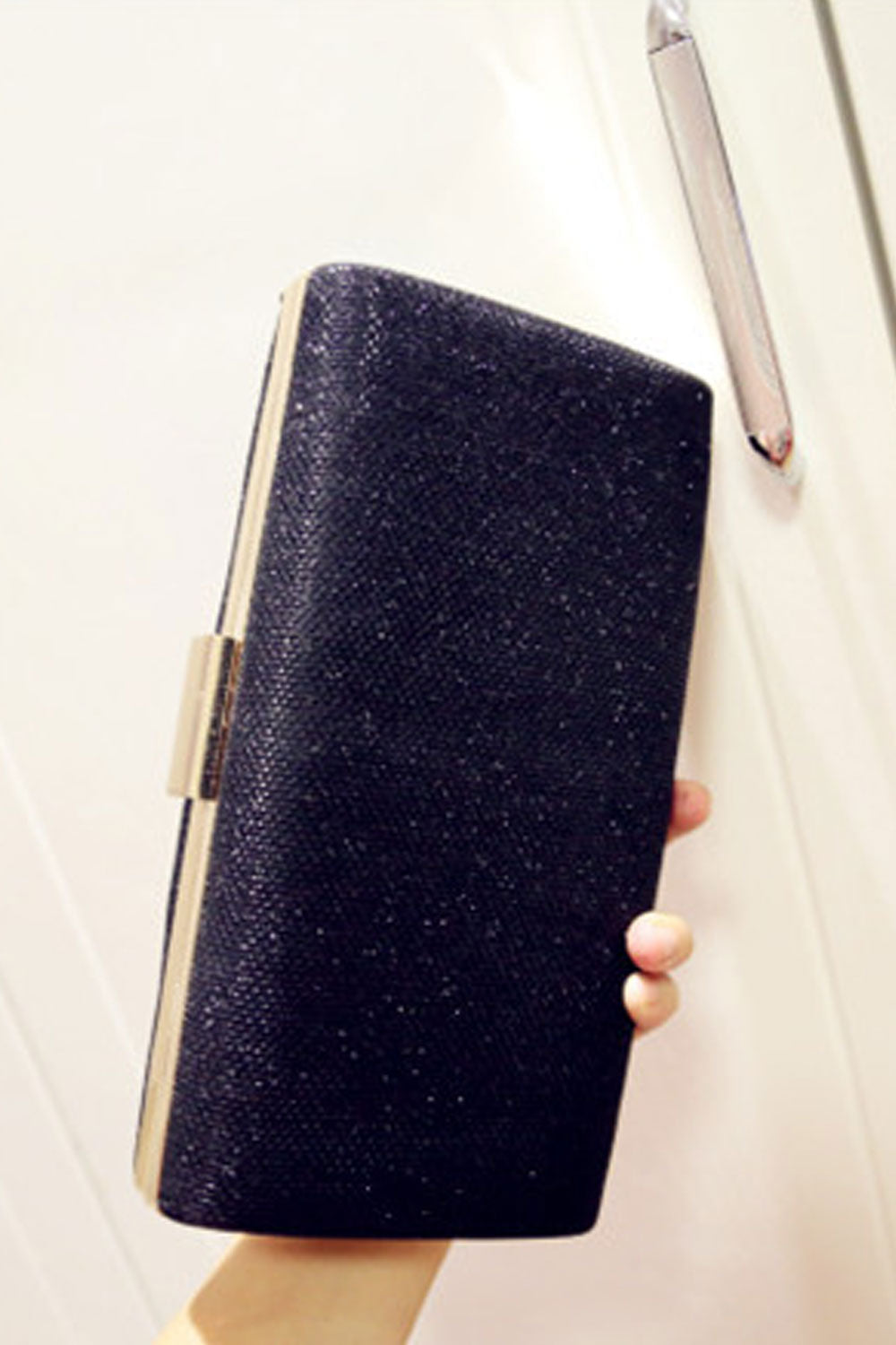 Women Solid Color Fashion Long Chain Bride Wedding Clutch Bag