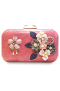 Women New Flower Decorated Shiny Clutch Diagonal Bag
