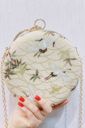 Women Embroidered Antique Style Round Small Bag