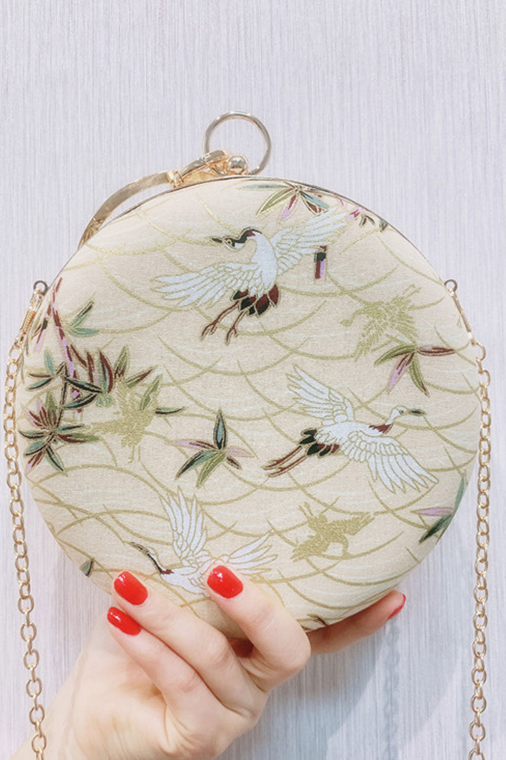 Women Embroidered Antique Style Round Small Bag