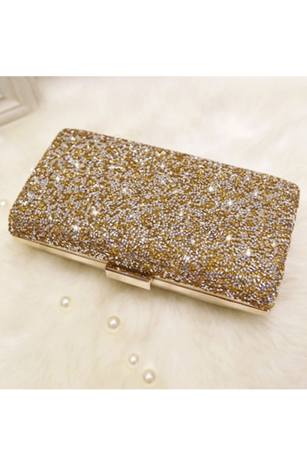 Women Beads Decorated Shiny Party Small Clutch Bag