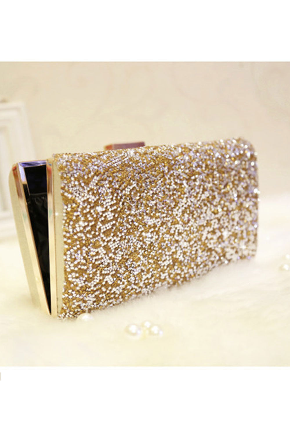 Women Beads Decorated Shiny Party Small Clutch Bag