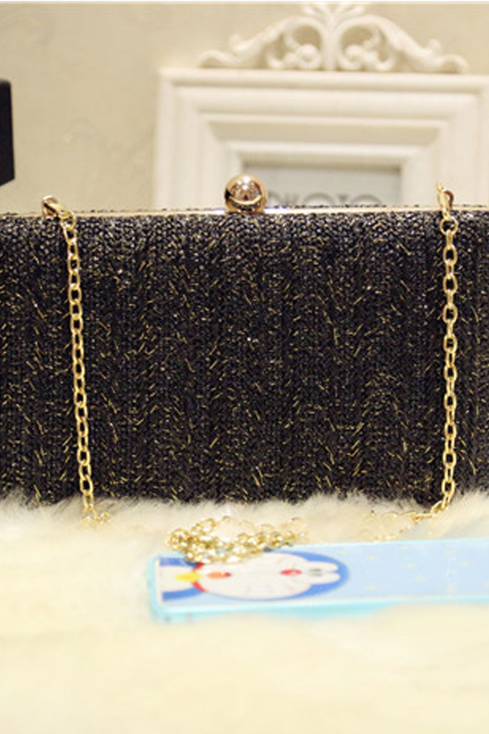 Women Fashionable Beads Decorated Hook Closure Party Clutch Bag
