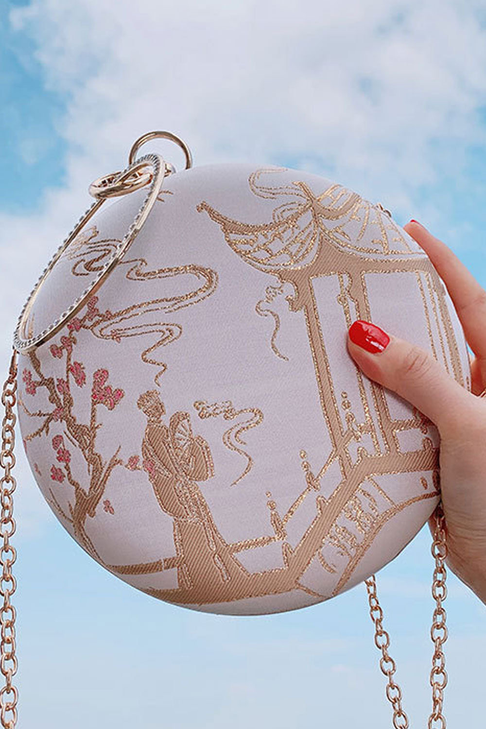 Women Embroidered Fashion Round Small Handbag