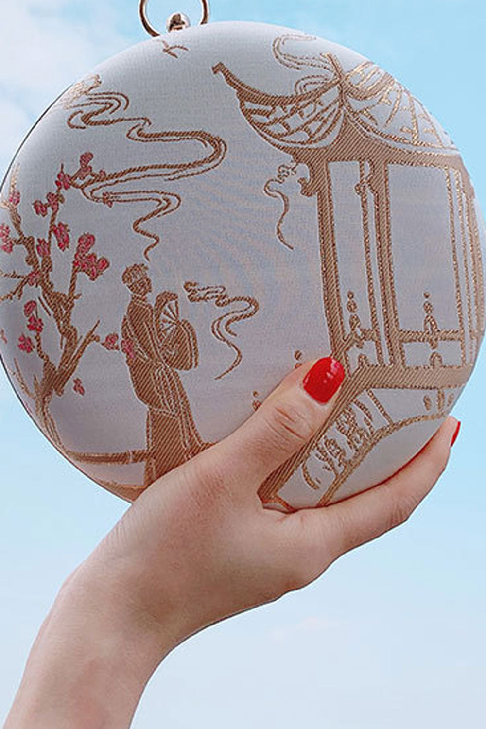 Women Embroidered Fashion Round Small Handbag