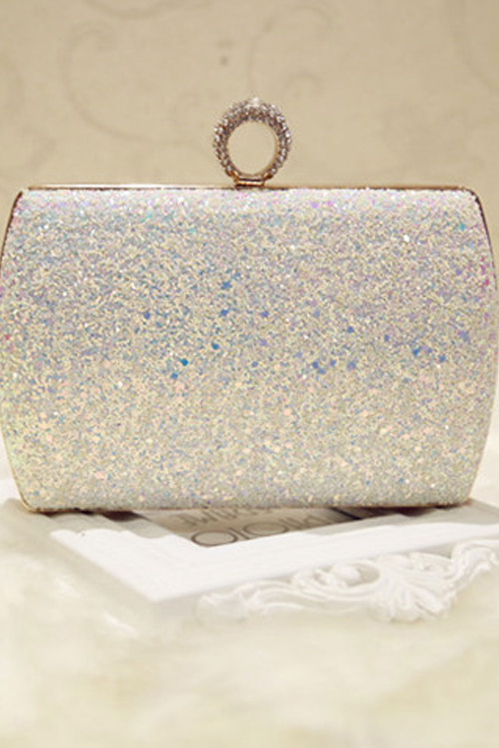 Women Beautiful Ring Sequin Color Party Clutch Bag