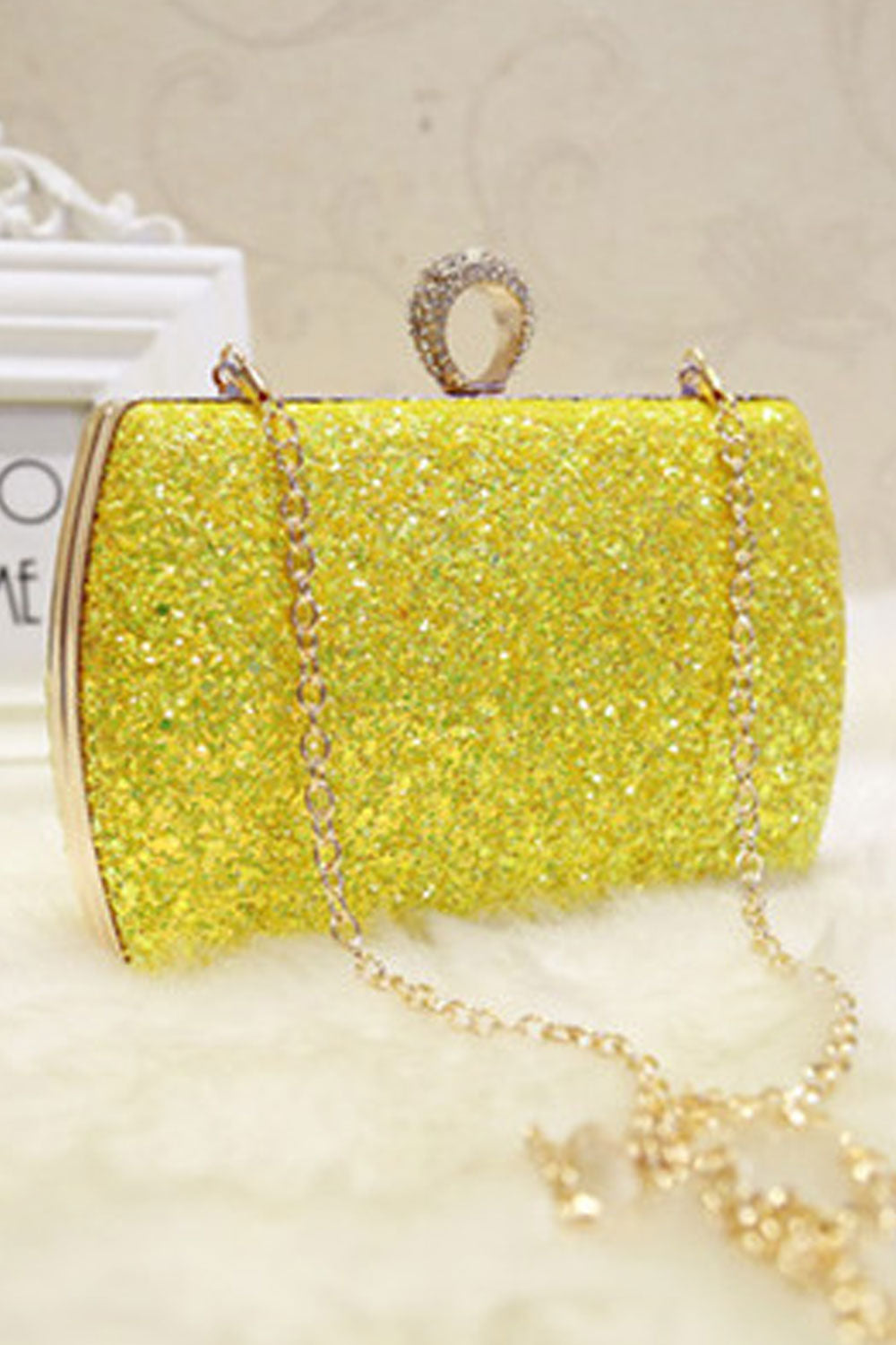 Women Beautiful Ring Sequin Color Party Clutch Bag