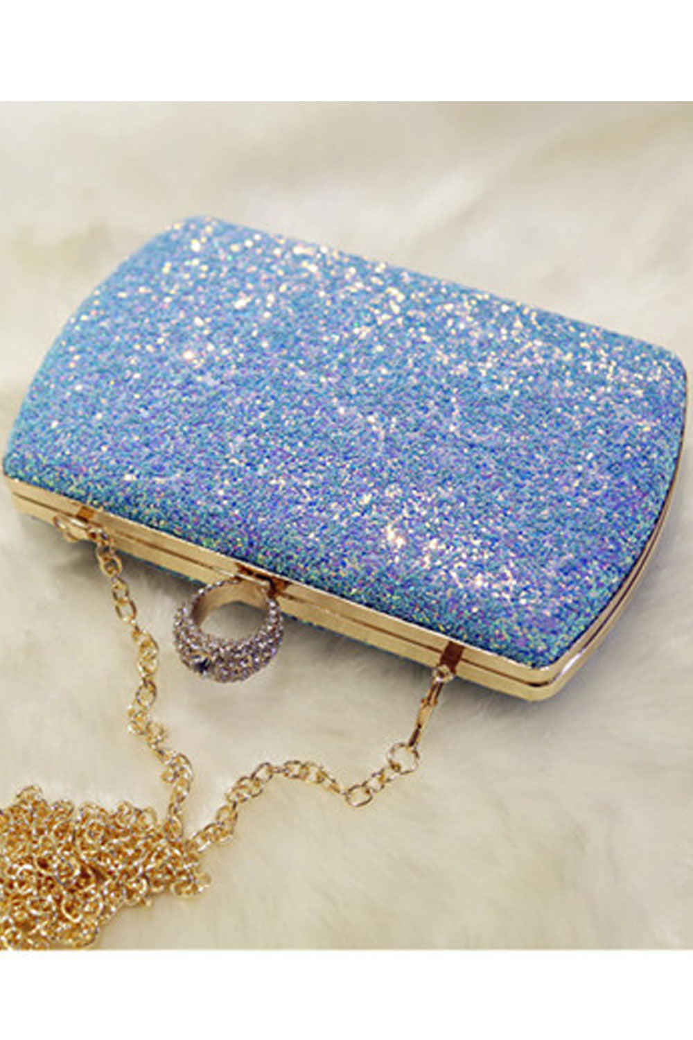 Women Beautiful Ring Sequin Color Party Clutch Bag