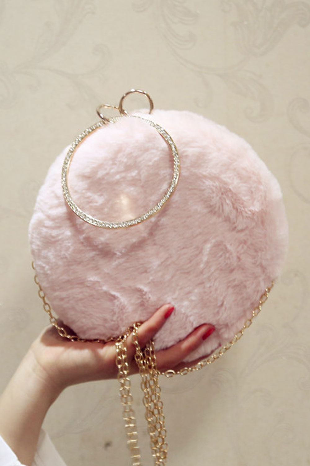 Women Solid Color Soft Round Crossbody Clutch Bag