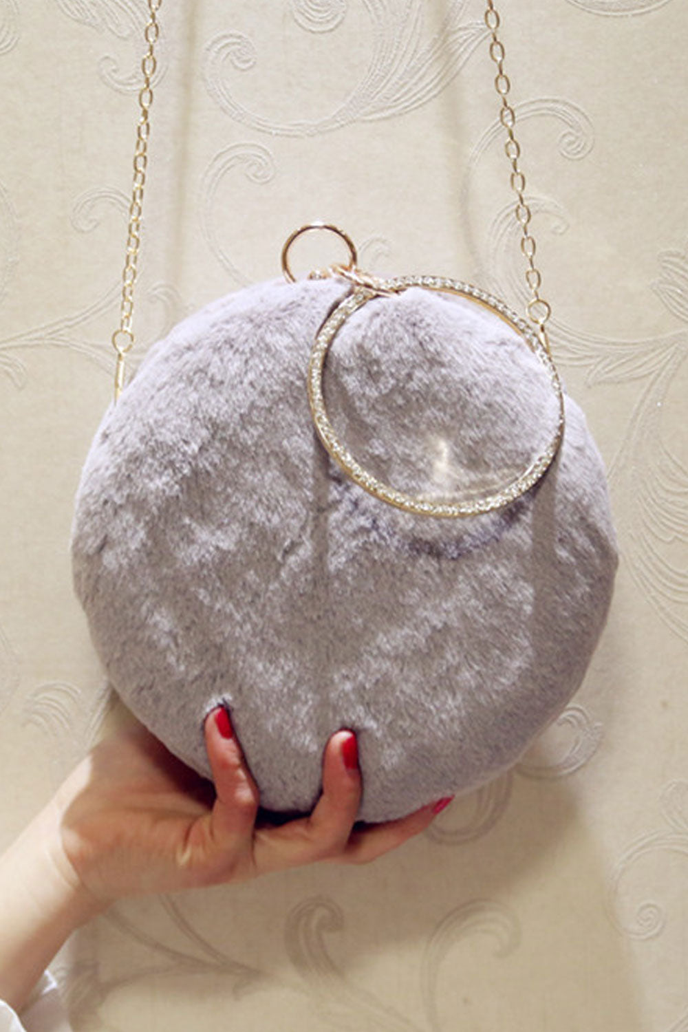 Women Solid Color Soft Round Crossbody Clutch Bag