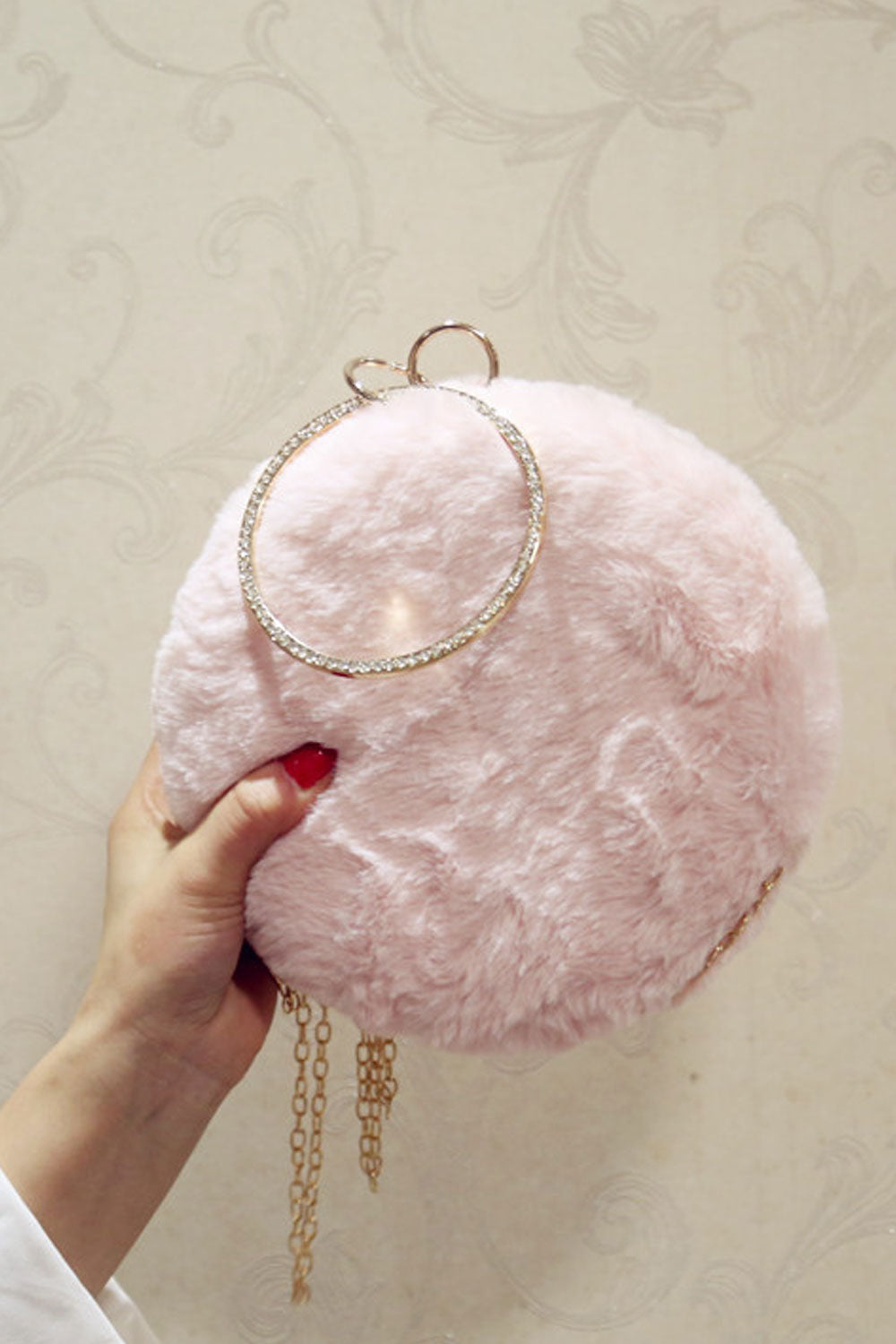 Women Solid Color Soft Round Crossbody Clutch Bag