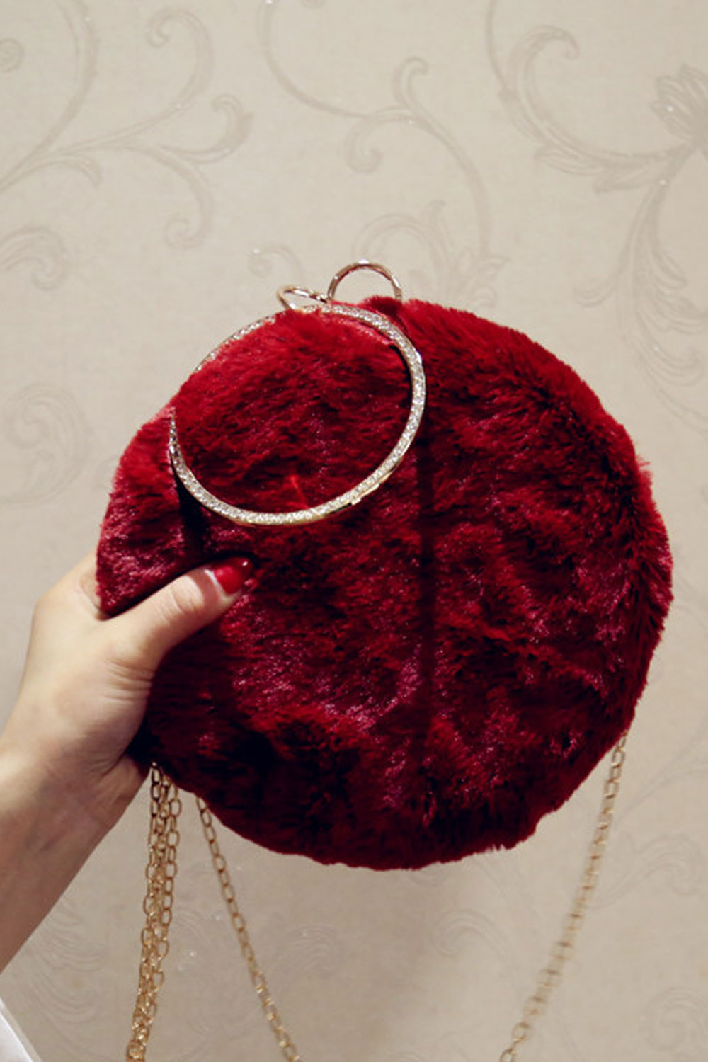 Women Solid Color Soft Round Crossbody Clutch Bag