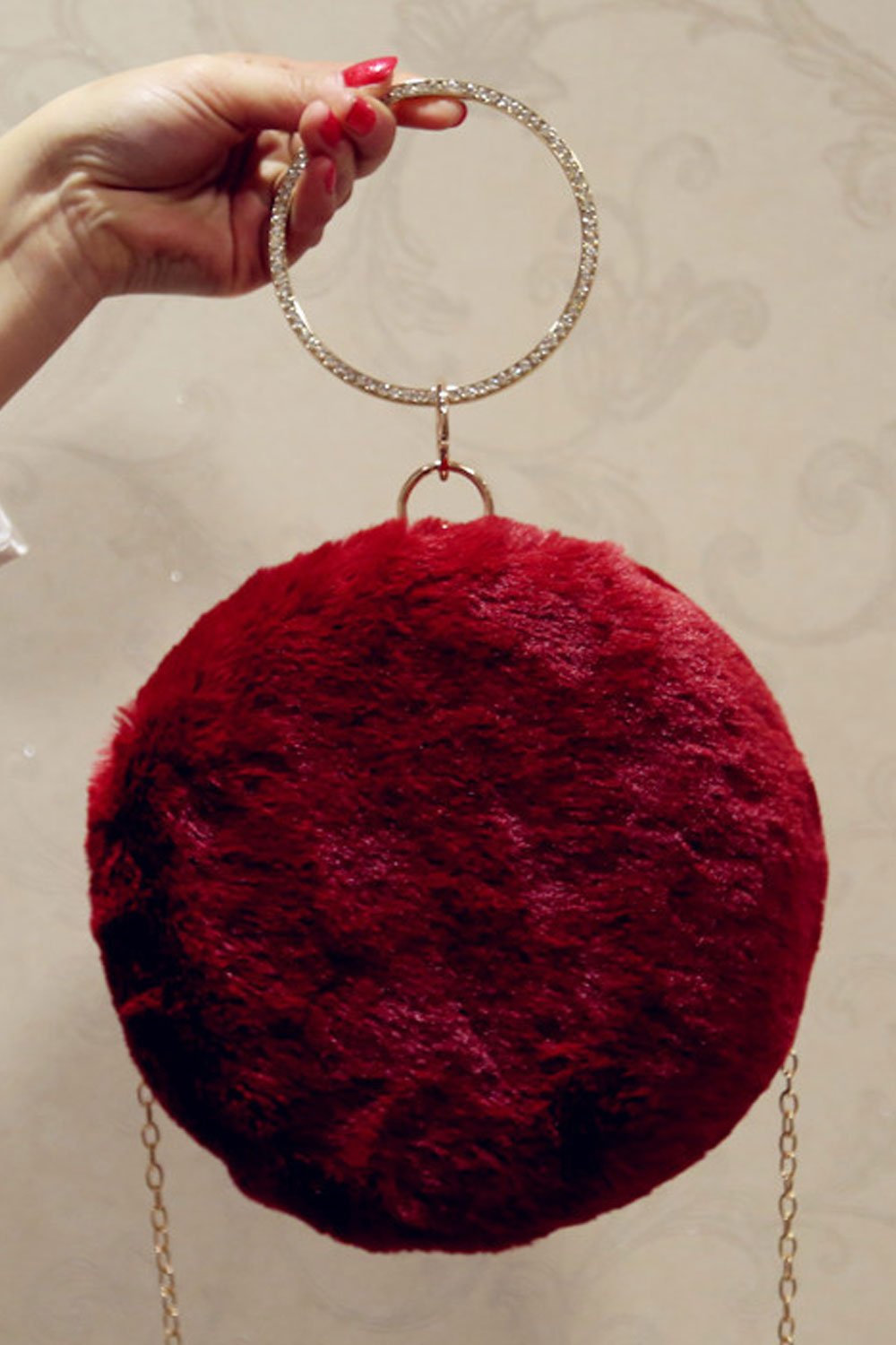 Women Solid Color Soft Round Crossbody Clutch Bag