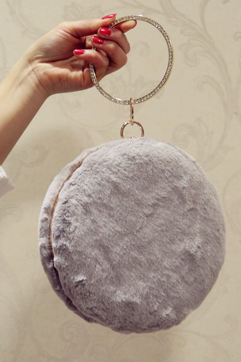 Women Solid Color Soft Round Crossbody Clutch Bag